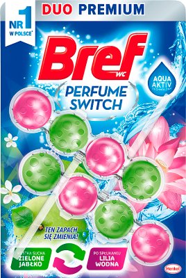 Bref Perfume Switch Zawieszka myjąco-zapachowa do WC Zielone jabłko/Lilia wodna