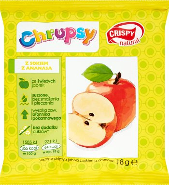 Crispy Natural Chrupsy  Suszone chipsy z jabłka z sokiem z ananasa