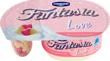 Danone Fantasia Love Jogurt kremowy ze zbożowymi serduszkami z białą czekoladą