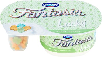 Danone Fantasia Lucky Jogurt kremowy z pszennymi koniczynkami w polewie o smaku mlecznym