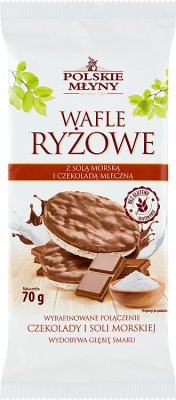 Polskie Młyny Wafle ryżowe z solą morską i czekoladą mleczną