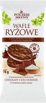 Polskie Młyny Wafle ryżowe z solą morską i Belgijską czekoladą deserową