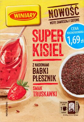 Winiary Super kisiel smak truskawkowy z nasionami babki płesznik i jajowatej