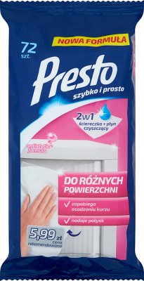 Presto Wet wipes for cleaning various surfaces
