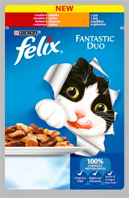 Félix Fantastic Duo Feed para gatos adultos con carne de res y ave en gelatina