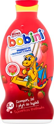 Bobini. Shampoo, shower gel and 3in1 bath liquid. Mysterious strawberry