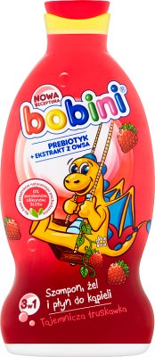 Bobini. Champú, gel de baño y líquido de baño 3 en 1. Misteriosa fresa