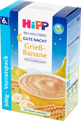 HiPP Milch und Getreidebrei Na Dobranoc Manna mit BIO Bananen