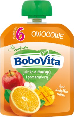 BoboVita mus owocowy w tubce jabłko z mango i pomarańczą