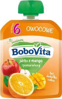 BoboVita Mus owocowy w tubce jabłko z mango i pomarańczą