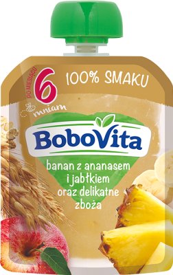 BoboVita Mus banan z ananasem i jabłkiem oraz delikatne zboża