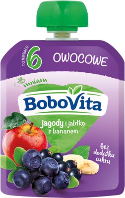 BoboVita mus owocowy w tubce jagody i jabłka z bananem