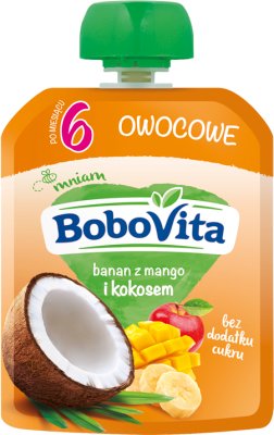 Mousse de frutas BoboVita banana con mango y leche de coco