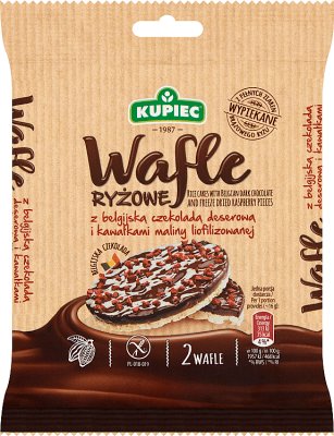 Kupiec Wafle ryżowe z czekoladą deserową i maliną
