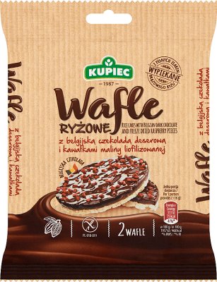 Kupiec Wafle ryżowe z czekoladą  deserową i maliną