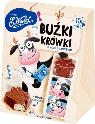 Wedel Buźki krówki Pralinki z nadzieniem mlecznym i chrupkami zbożowymi