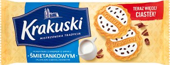 Galletas Krakuski con crema con sabor a crema y copos de chocolate