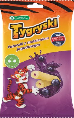 Tygryski pałeczki kukurydziane z nadzieniem jagodowym