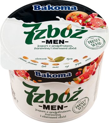 Bakoma 7 cereals men cranberry yogurt - red grapefruit with pumpkin seeds and sunflower seeds