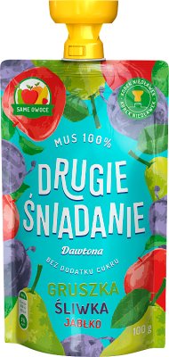Dawtona Drugie śniadanie Mus 100% gruszka śliwka jabłko