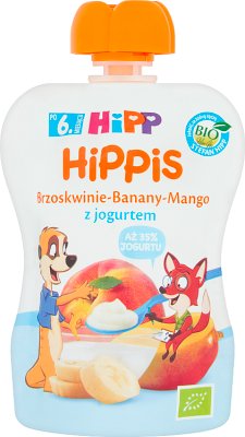 Mousse de HiPPiS, melocotones, plátanos y mango con yogur BIO