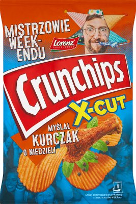 Crunchips X-Cut Chipsy ziemniaczane grubo krojone o smaku kurczaka w ziołach