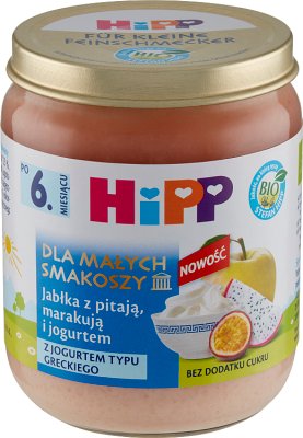 HiPP BIO Dla Małych Smakoszy Jabłka z pitają marakują i jogurtem po 6. miesiącu 160 g