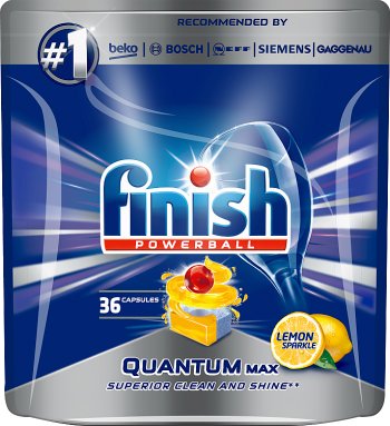 Finish Quantum Max Лимонные капсулы для мытья посуды в посудомоечной машине