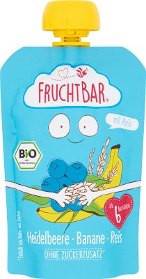 Fruchtbar Mus owocowy z ryżem BIO borówka, banan, ryż