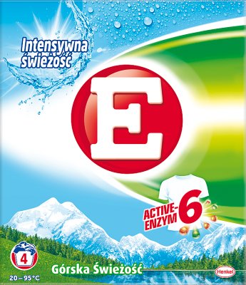 E Washing powder for white fabrics. Mountain freshness