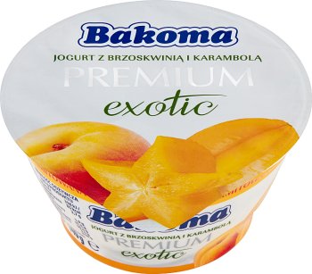 Yogur exótico Bakoma Premium con durazno y carambola