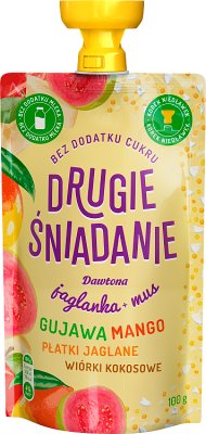 Dawtona Drugie śniadanie Jaglanka + mus gujawa mango płatki jaglane wiórki kokosowe