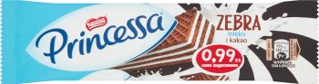 Oblea de cacao Princessa Zebra en capas con crema de leche