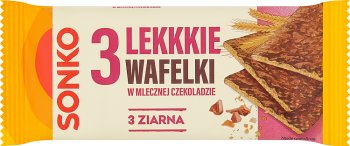 Sonko Lekkie wafelki 3 ziarna  w mlecznej czekoladzie