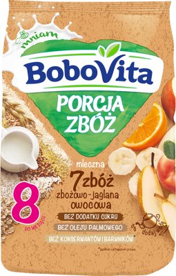 BoboVita Porcja Zbóż kaszka mleczna 7 zbóż zbożowo-jaglana owocowa