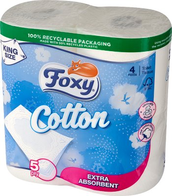 Papel higiénico de algodón foxy