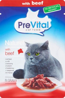 Alimento completo PreVital para gatos adultos con salsa de carne