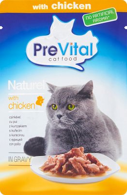 Alimento completo PreVital para gatos adultos con salsa de pollo