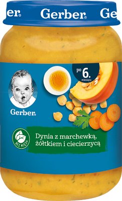 Gerber Kürbis mit Karotten, Eigelb und Kichererbsen