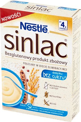 Nestle Sinlac Bezglutenowy produkt  zbożowy bez dodatku cukru