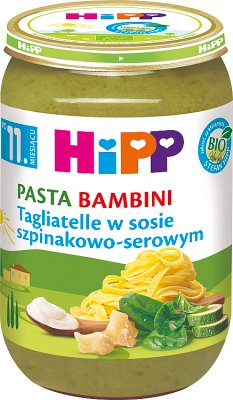 Tagliatelle HiPP en salsa BIO de espinacas y queso