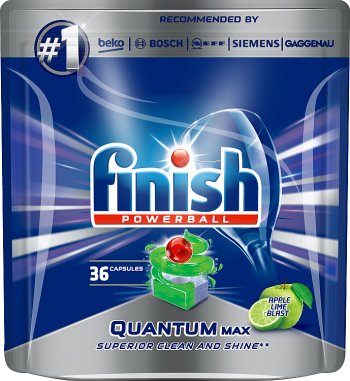 Termine las cápsulas Quantum Max de manzana y lima para lavar los platos en el lavavajillas