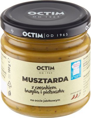 Octim Musztarda z czosnkiem, bazylią i pietruszką na occie jabłkowym