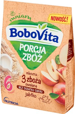 BoboVita Portia Cereal Молочная каша 3 злака овсяное яблоко