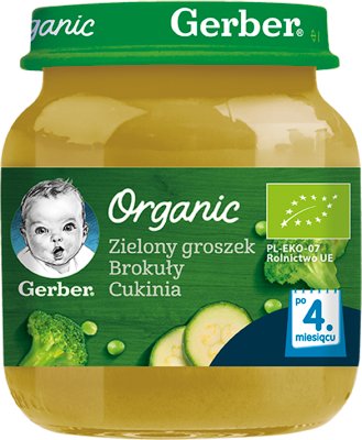 Gerber Organic Green peas, broccoli, zucchini BIO