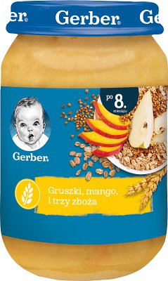 Gerber Peras, mangos y tres cereales.