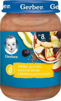 Gerber Jabłka gruszki suszone  śliwki z kleikiem gryczanym