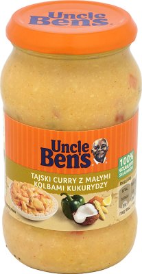 Uncle Bens Thai curry sauce with small corn on the cob