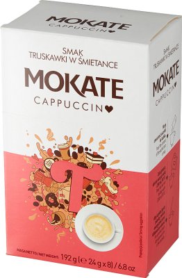 Mokate Cappuccino mit Erdbeergeschmack in Sahne