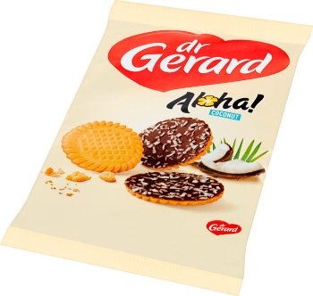 Dr. Gerard Biscuits con glaseado de cacao, espolvoreado con virutas de coco